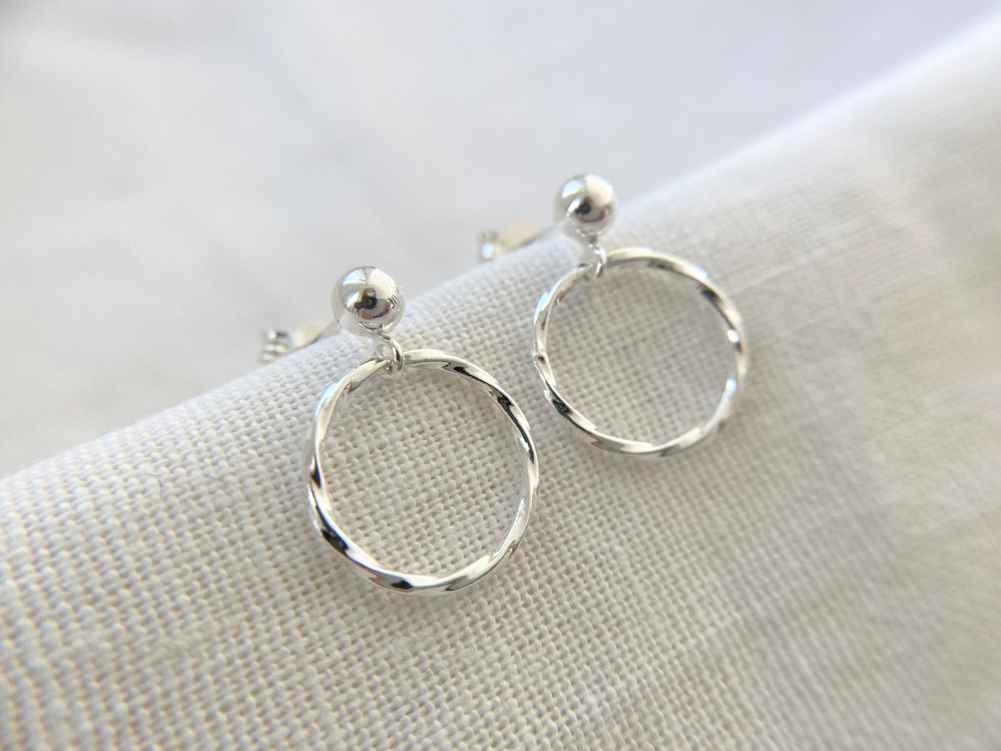 Petite Silver Twisted Hoop with Stud Earrings