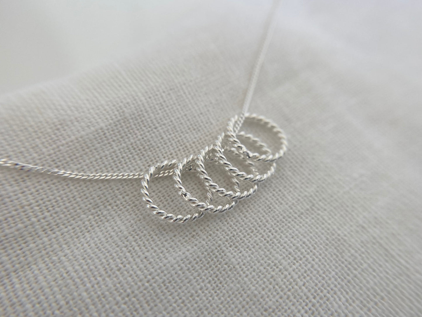 50th Birthday Sterling Silver Necklace with Twisted Rings