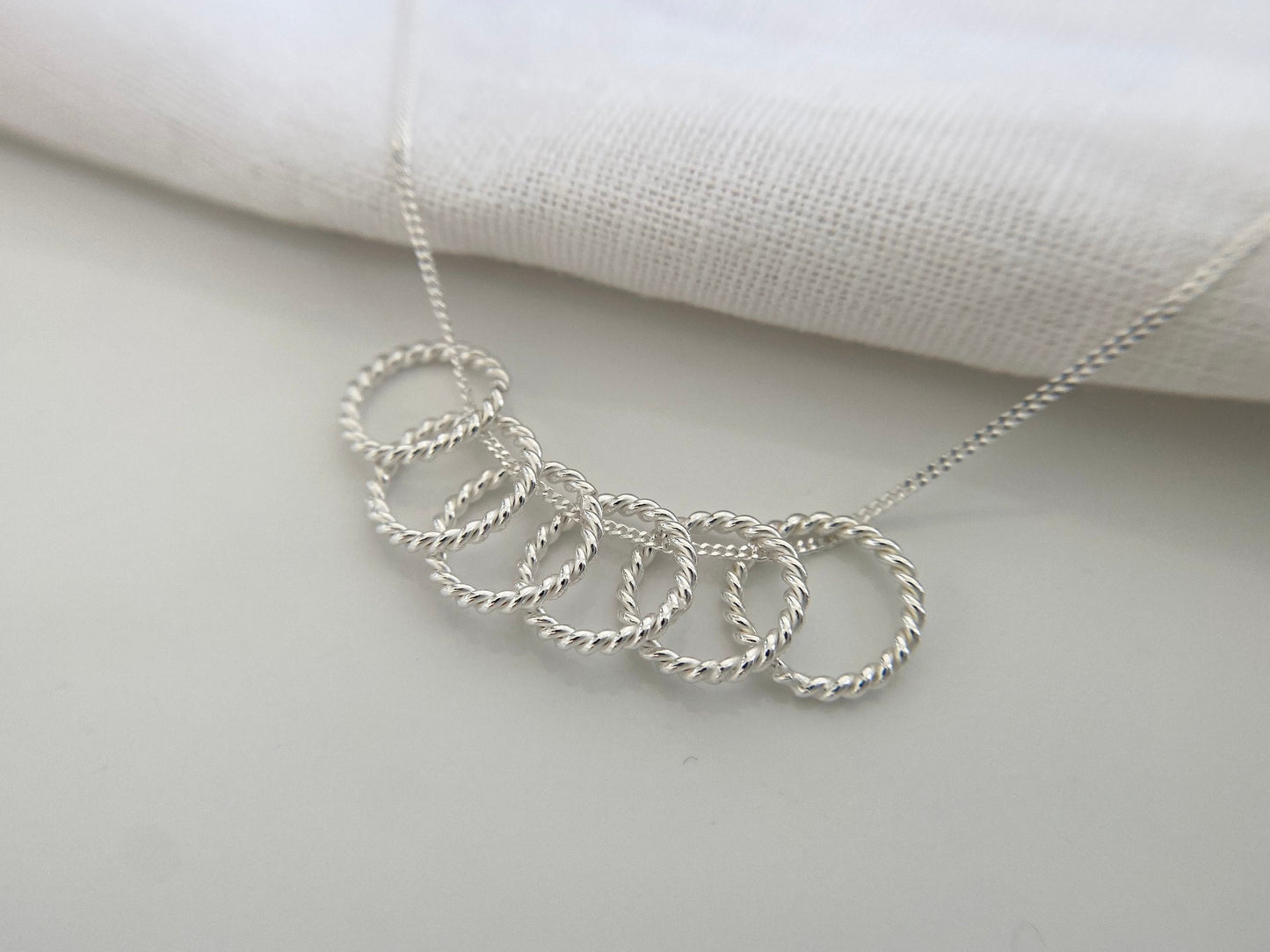 60th Birthday Sterling Silver Necklace with Twisted Rings