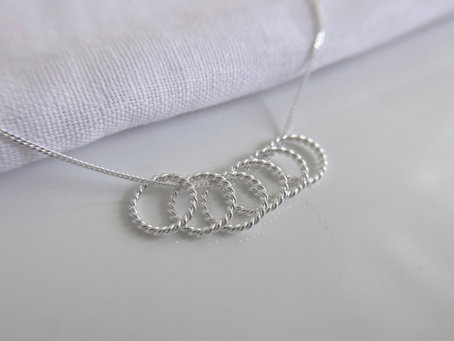 60th Birthday Sterling Silver Necklace with Twisted Rings