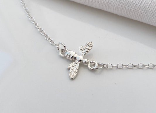 Sterling Silver Bee Link Necklace