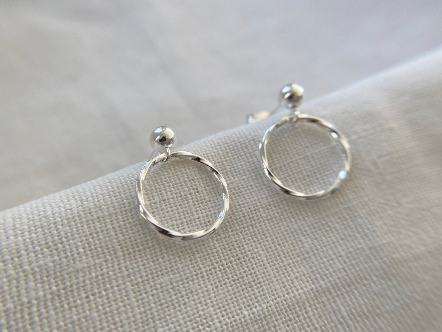 Petite Silver Twisted Hoop with Stud Earrings