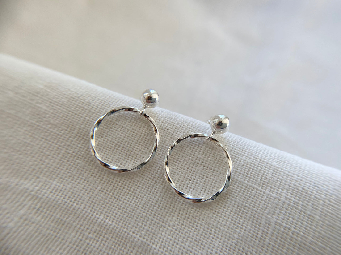 Petite Silver Twisted Hoop with Stud Earrings