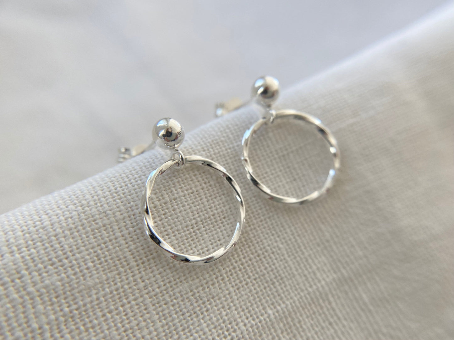 Petite Silver Twisted Hoop with Stud Earrings