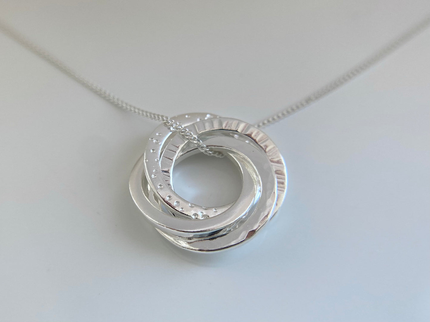 40th Birthday Sterling Silver Multi-Textured Necklace for Four Decades