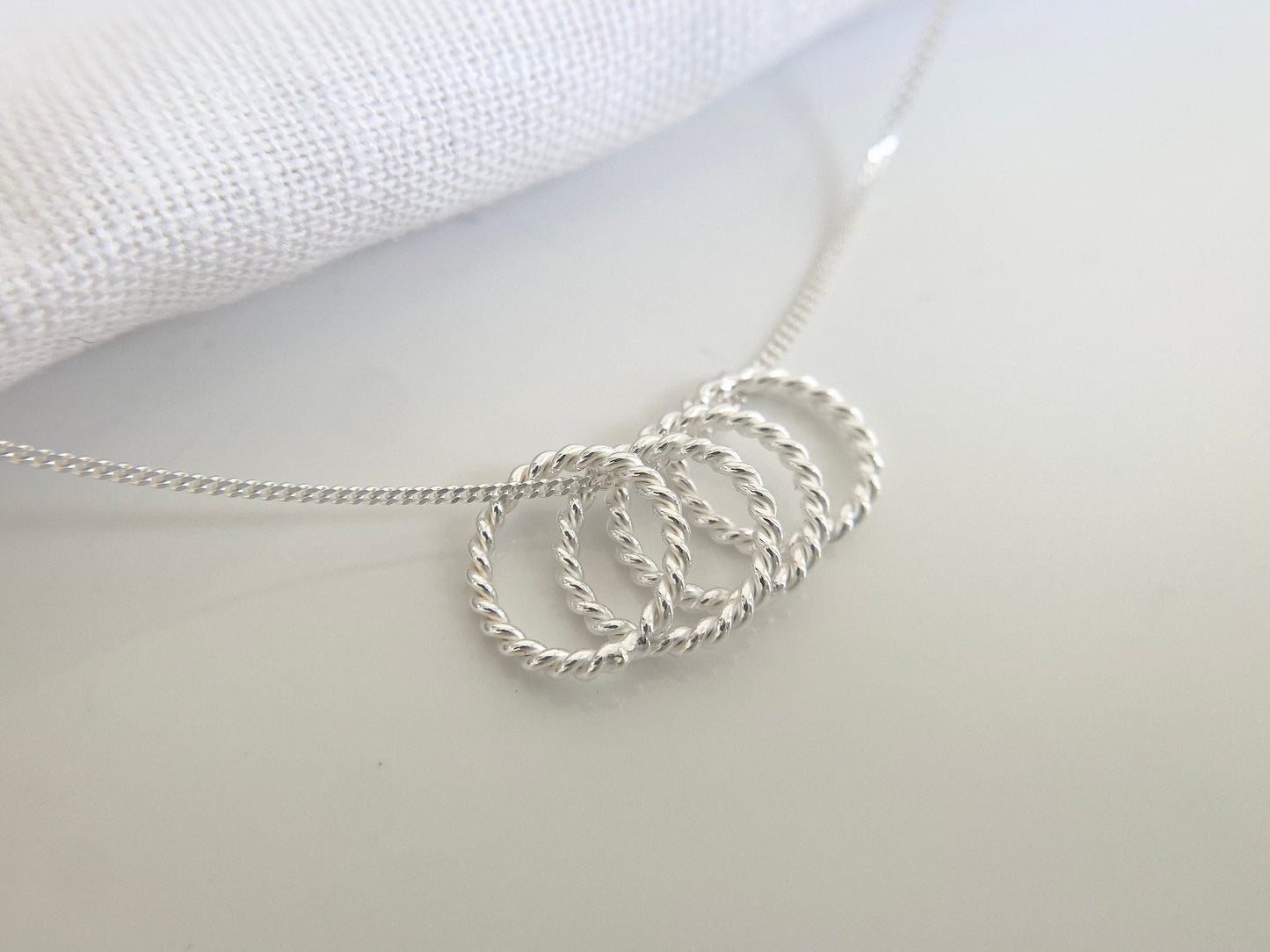 40th Birthday Sterling Silver Necklace with Twisted Rings