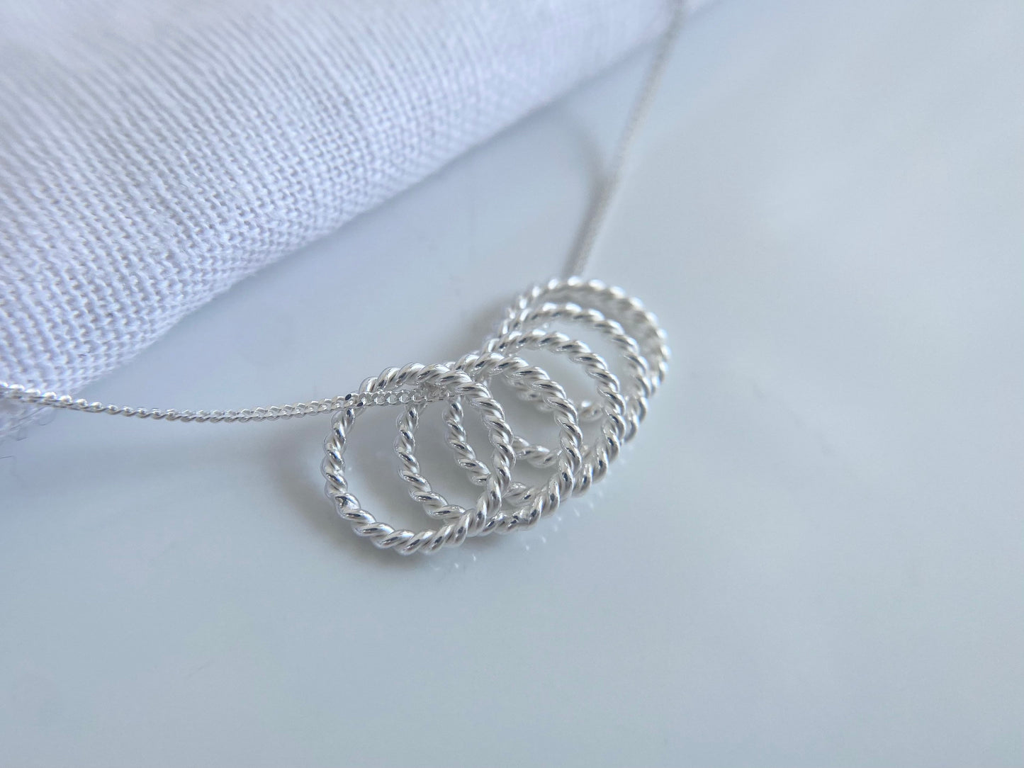 50th Birthday Sterling Silver Necklace with Twisted Rings