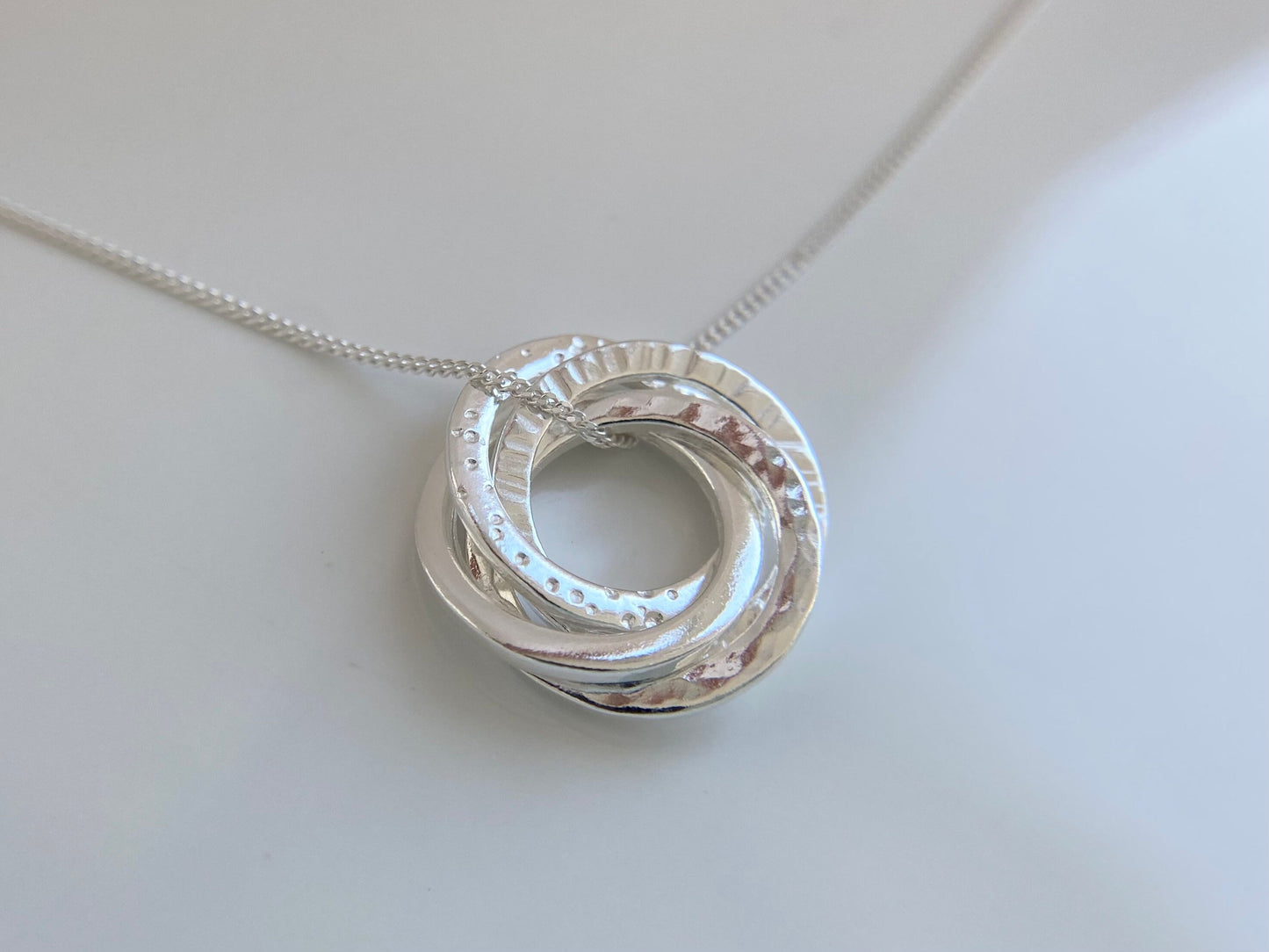 40th Birthday Sterling Silver Multi-Textured Necklace for Four Decades