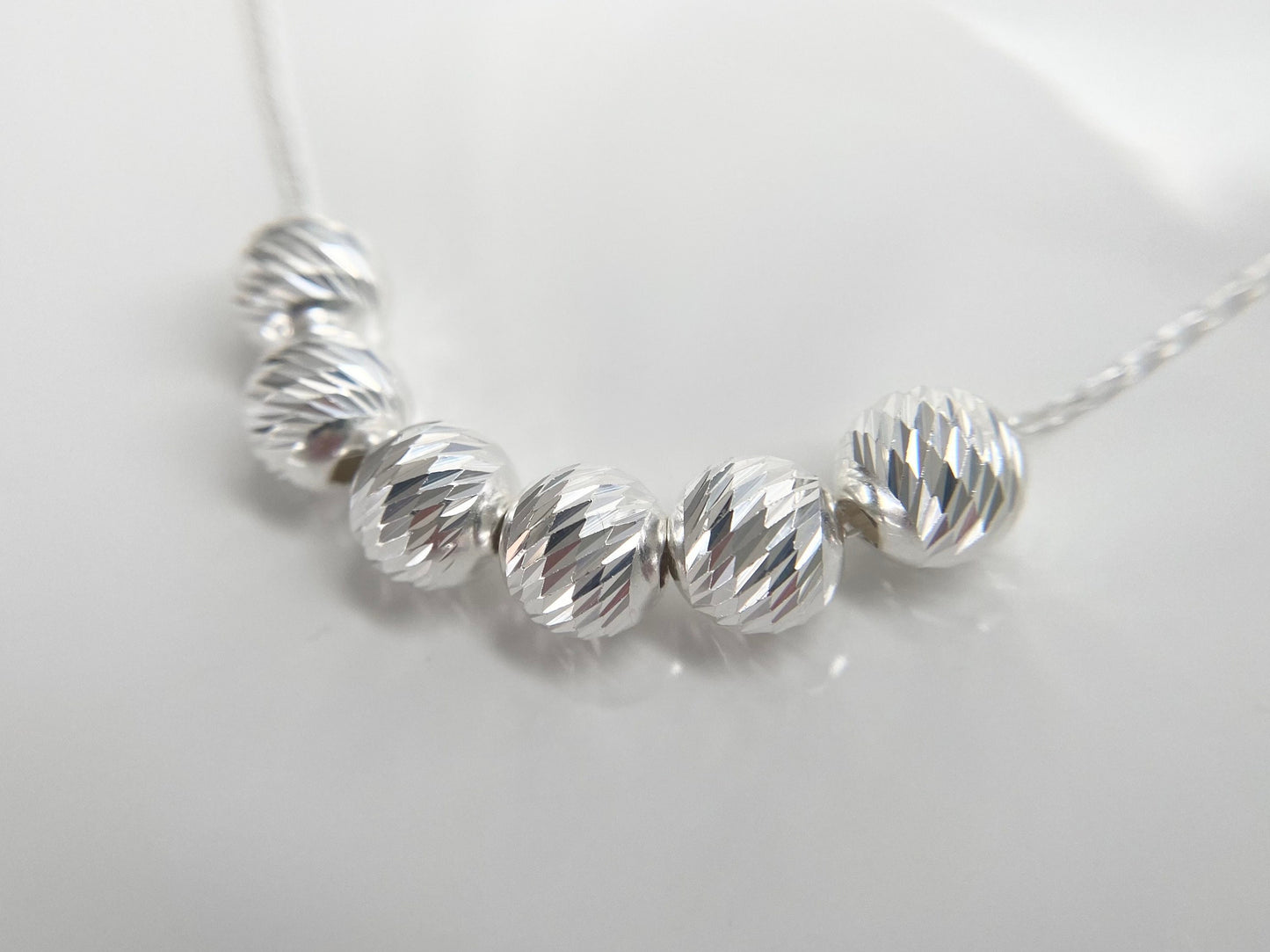 60th Birthday Sterling Silver Necklace with Diamond Cut Beads