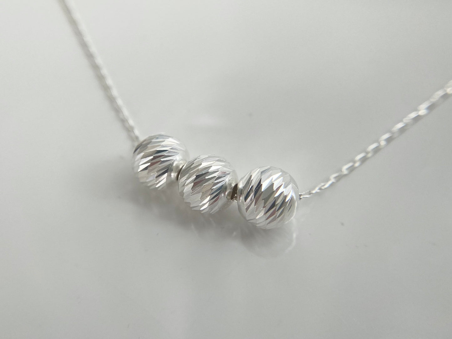 30th Birthday Sterling Silver Necklace with Diamond Cut Beads