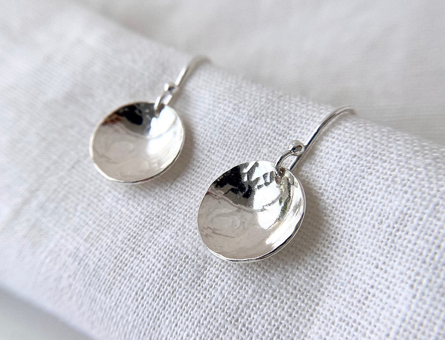 Sterling Silver Curved Disc Earrings