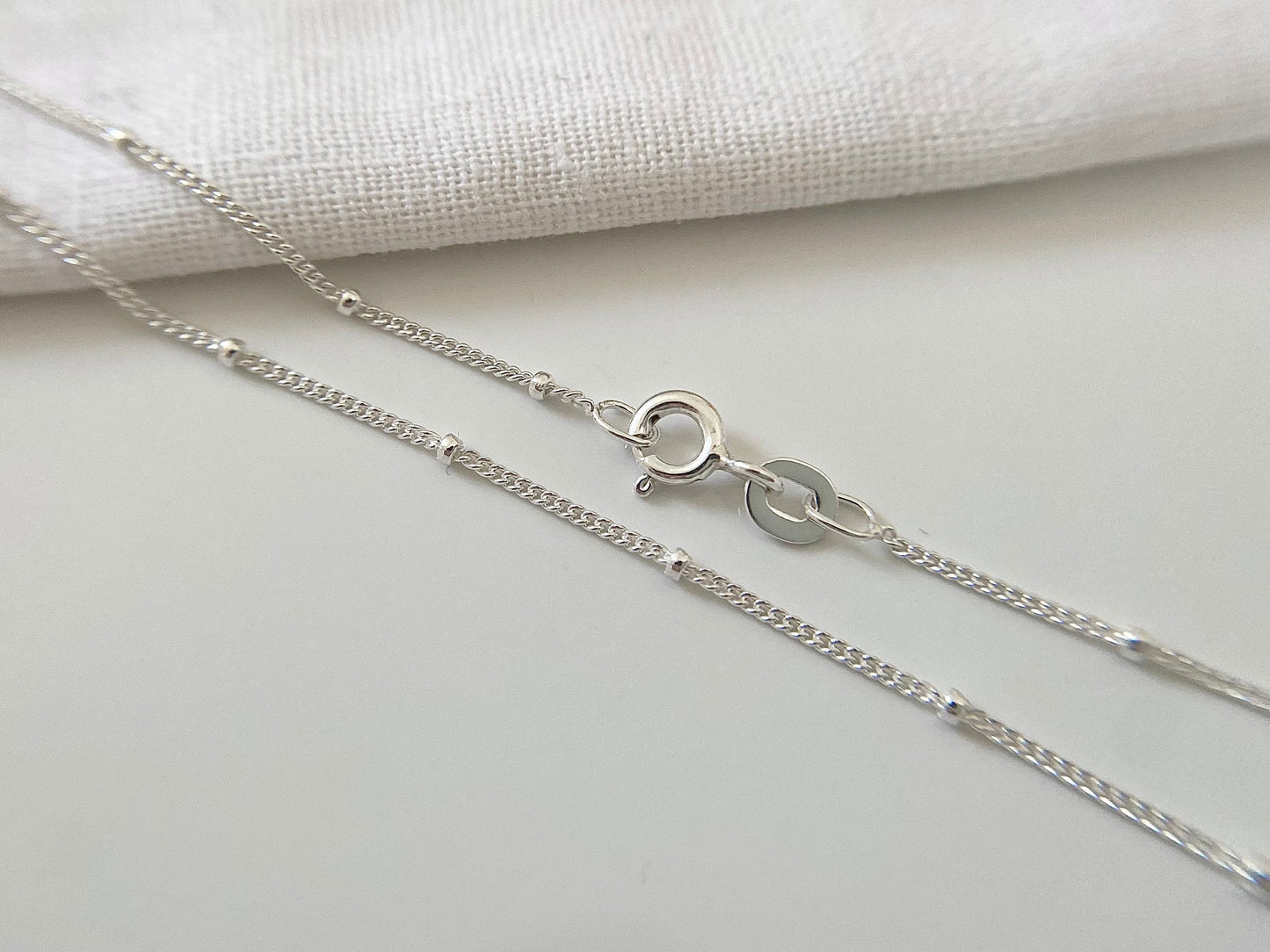 Silver Circle Layering Necklace with Satellite Chain (L)