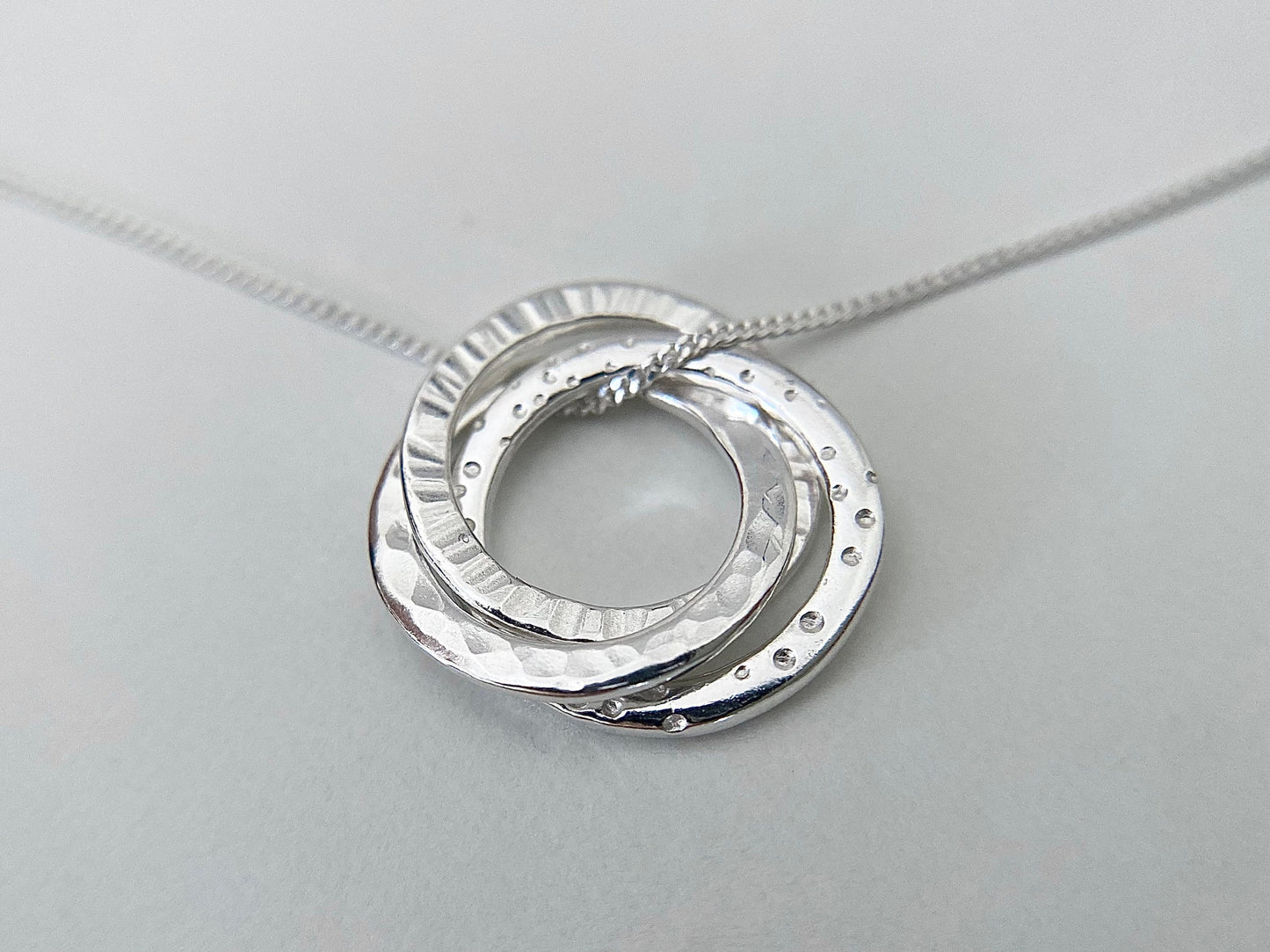 30th Birthday Sterling Silver Multi-Textured Necklace for Three Decades