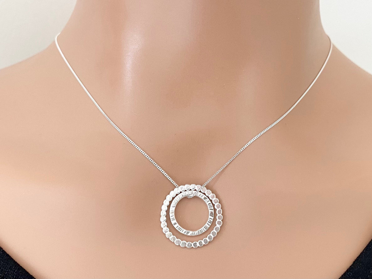 Silver Two Circle Layering Necklace