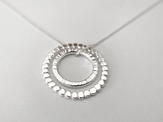 Silver Two Circle Layering Necklace