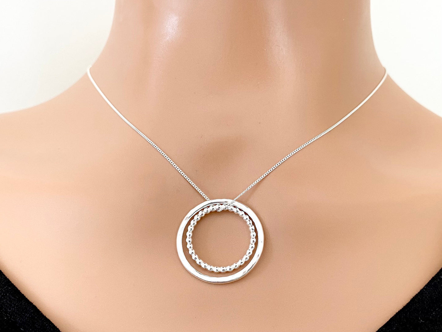 Sterling Silver Two Circles Layering Necklace