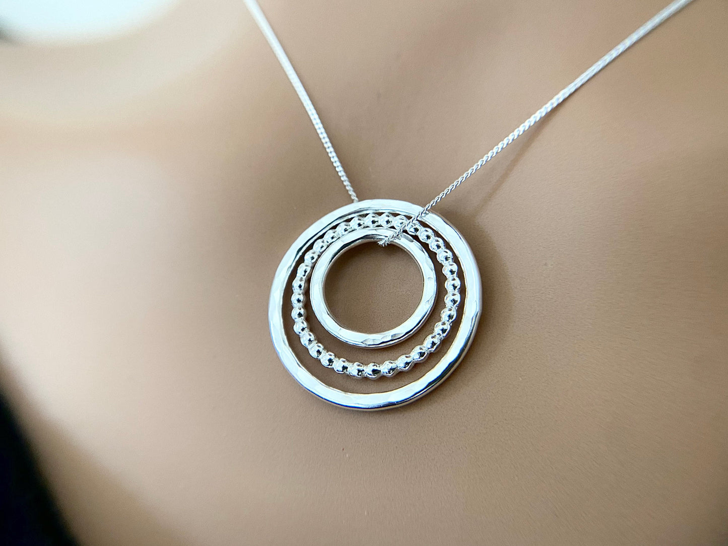 Sterling Silver Three Circles Layering Necklace