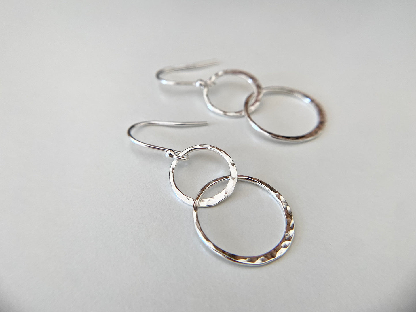 Silver Linked Double Circle Earrings