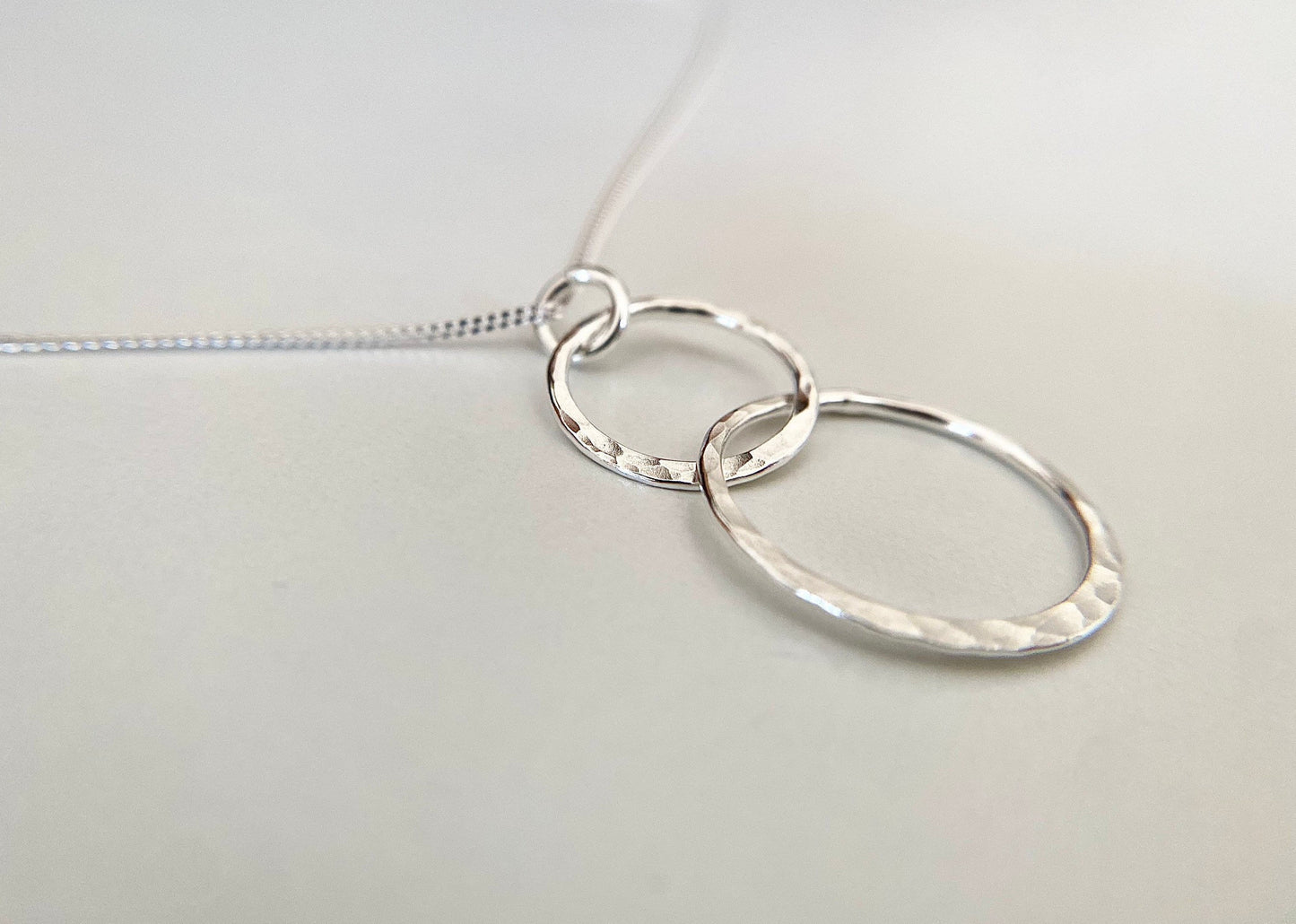 Silver Linked Double Circle Necklace