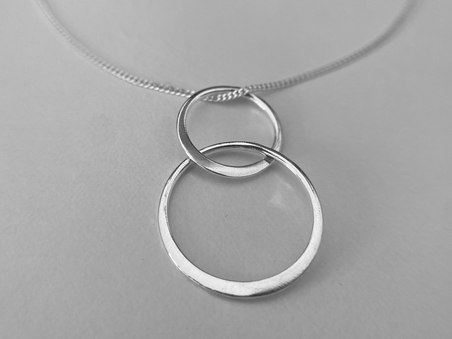 Silver Linked Double Circle Necklace