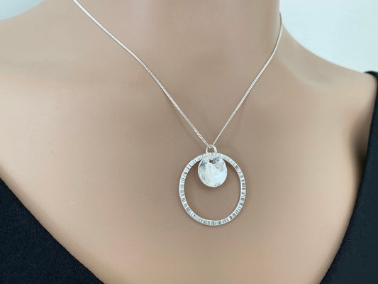 Sterling Silver Domed Disc Infinity Necklace