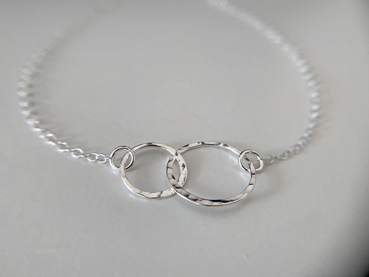 Silver Linked Double Circle Classic Necklace