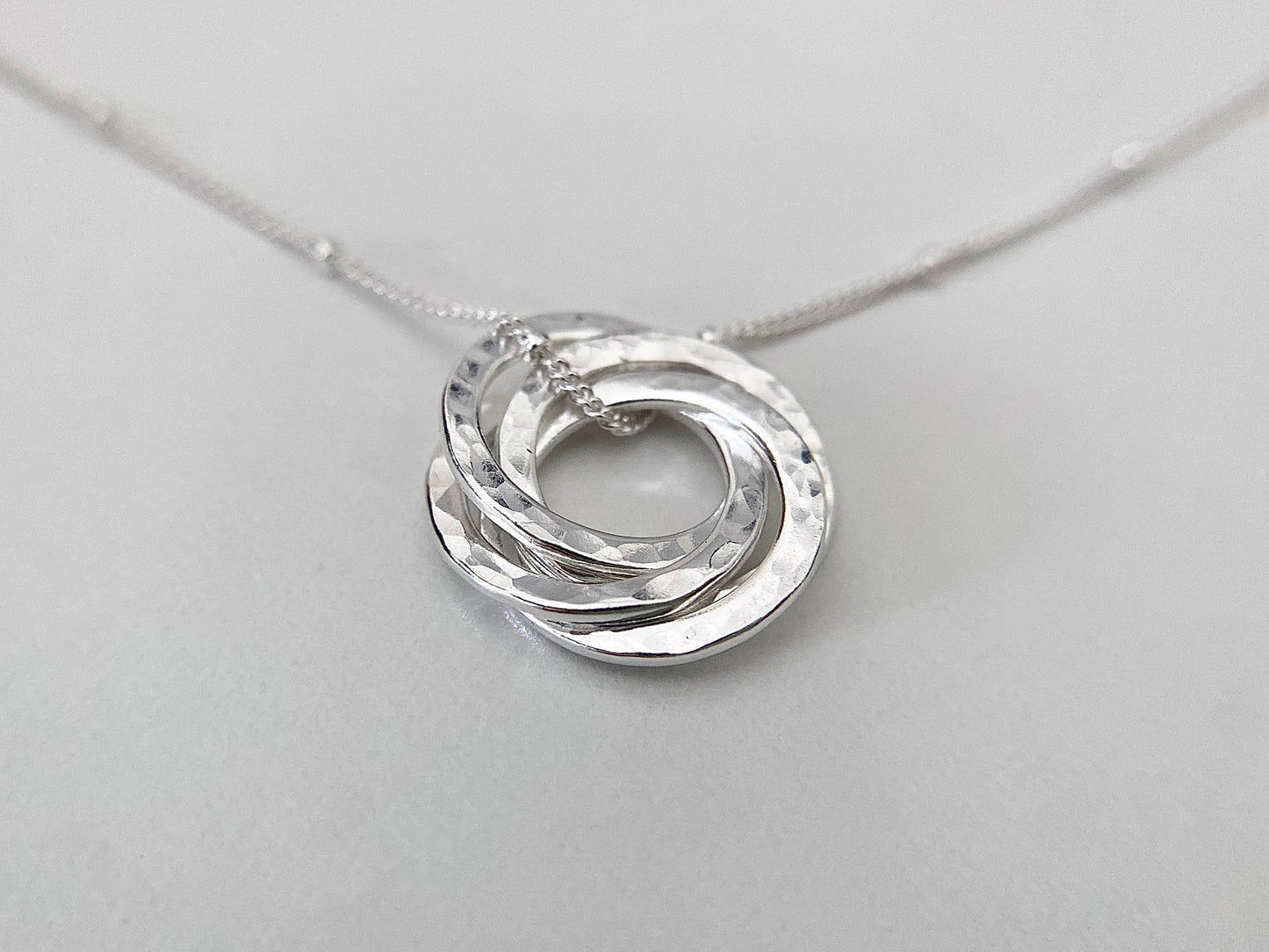 50th Birthday Sterling Silver Interlocking Necklace on Satellite Chain