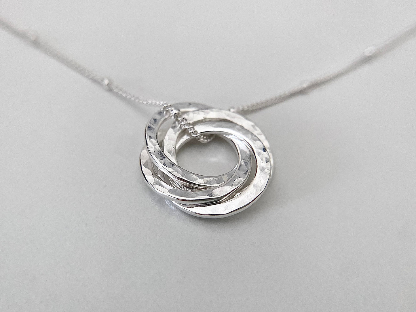 40th Birthday Sterling Silver Interlocking Necklace on Satellite Chain