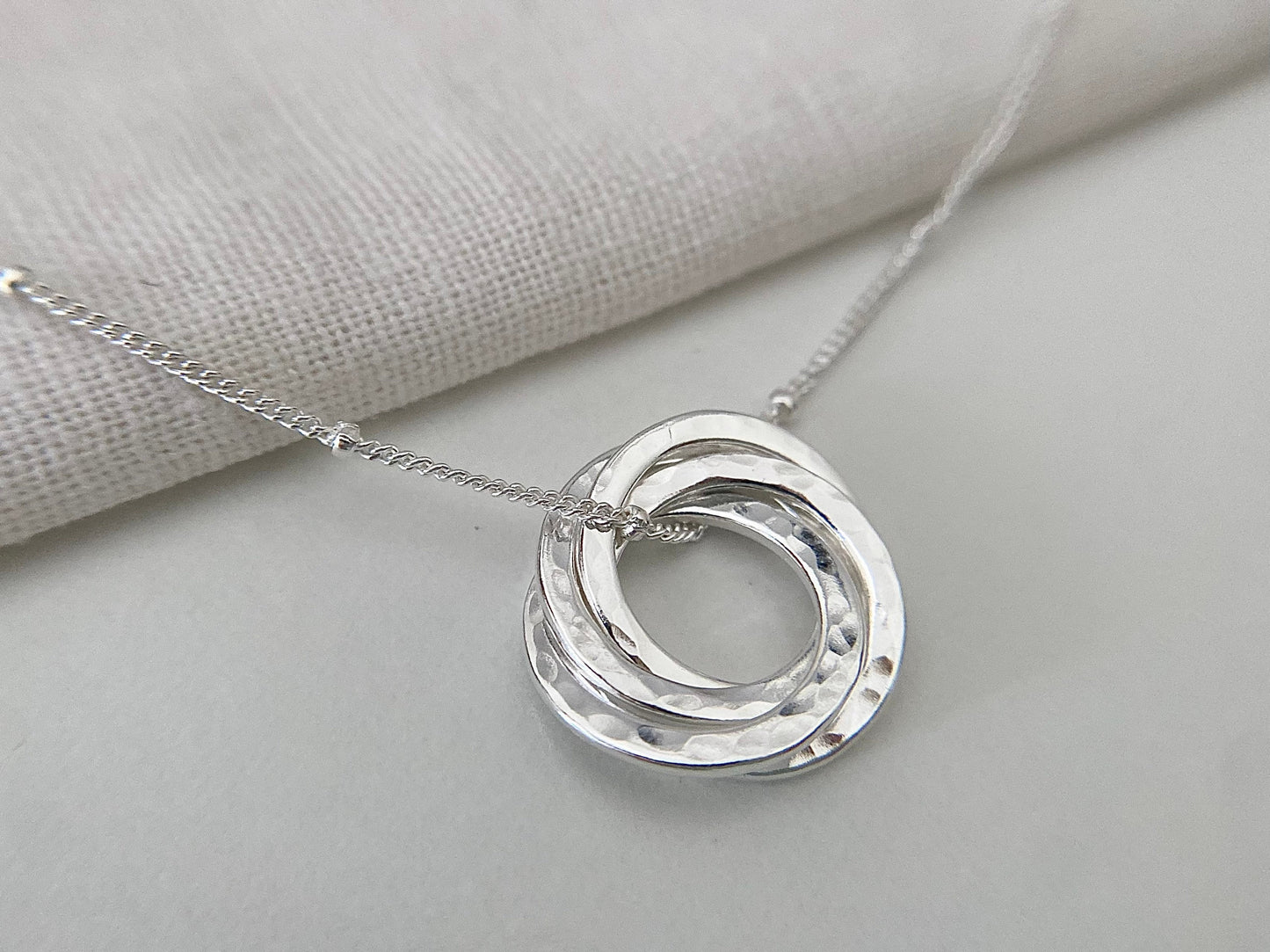 40th Birthday Sterling Silver Interlocking Necklace on Satellite Chain