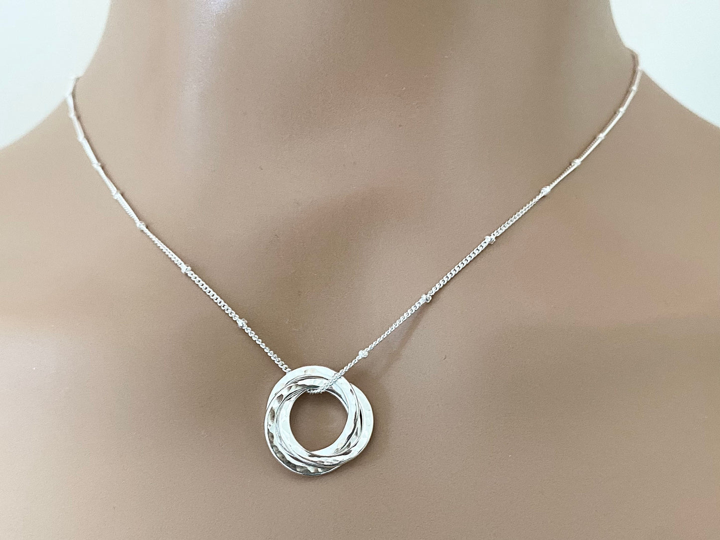 30th Birthday Sterling Silver Necklace on Satellite Chain for Three Decades