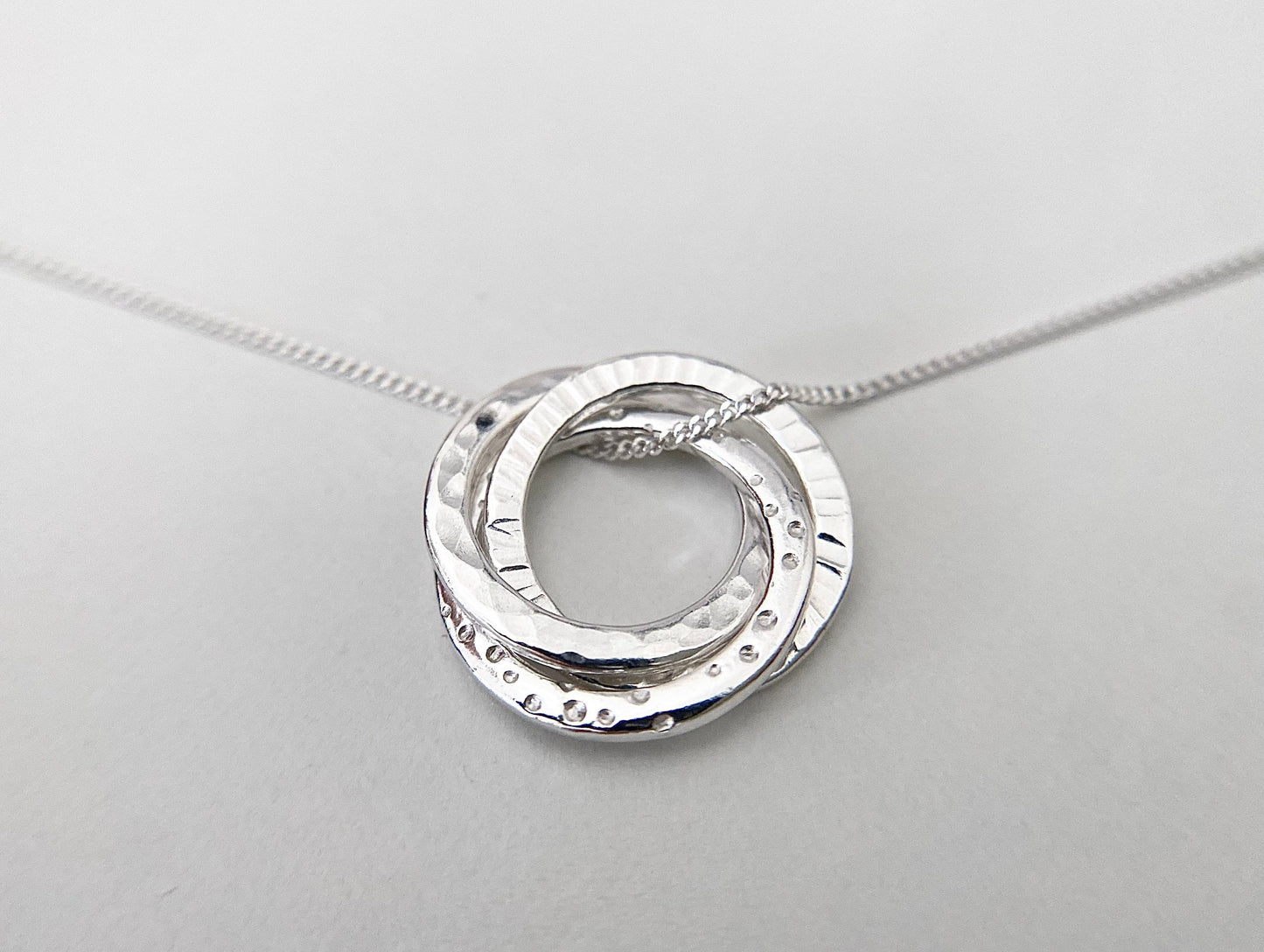 30th Birthday Sterling Silver Multi-Textured Necklace for Three Decades