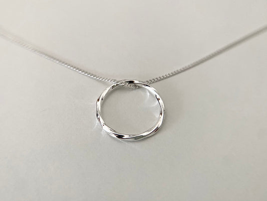 Sterling Silver Twisted Circle Pendant Necklace