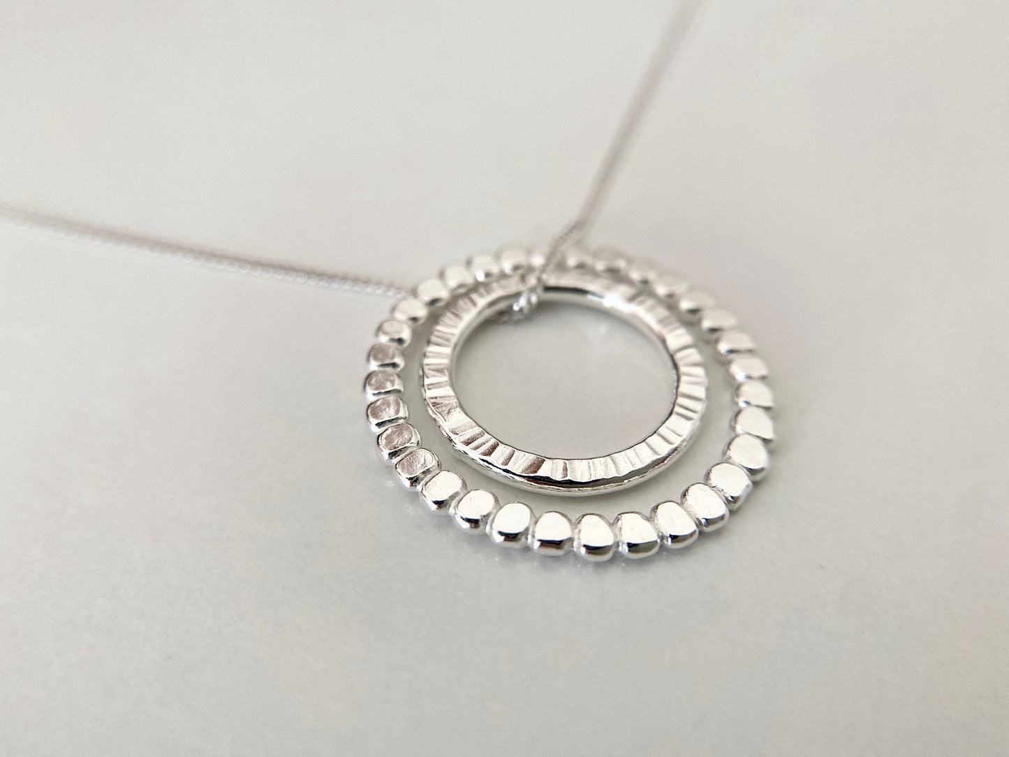 Silver Two Circle Layering Necklace