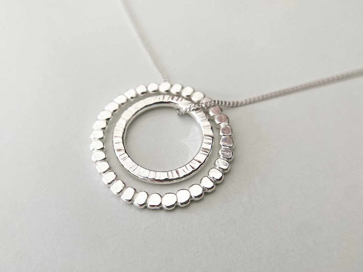 Silver Two Circle Layering Necklace