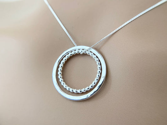 Sterling Silver Two Circles Layering Necklace