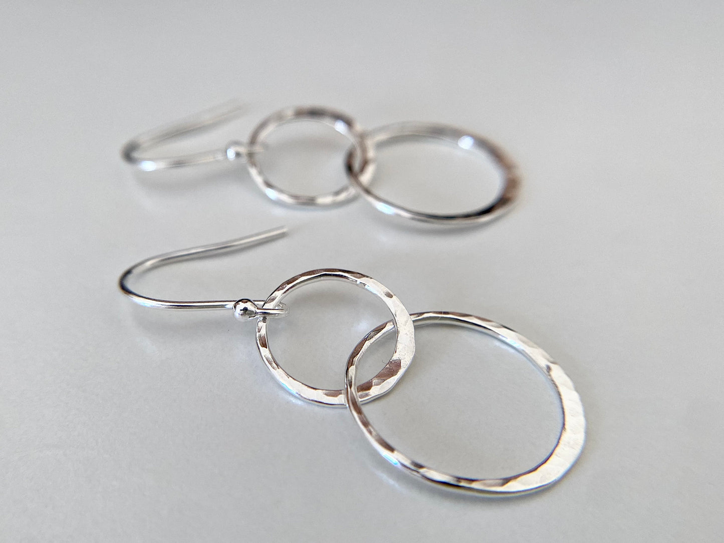 Silver Linked Double Circle Earrings