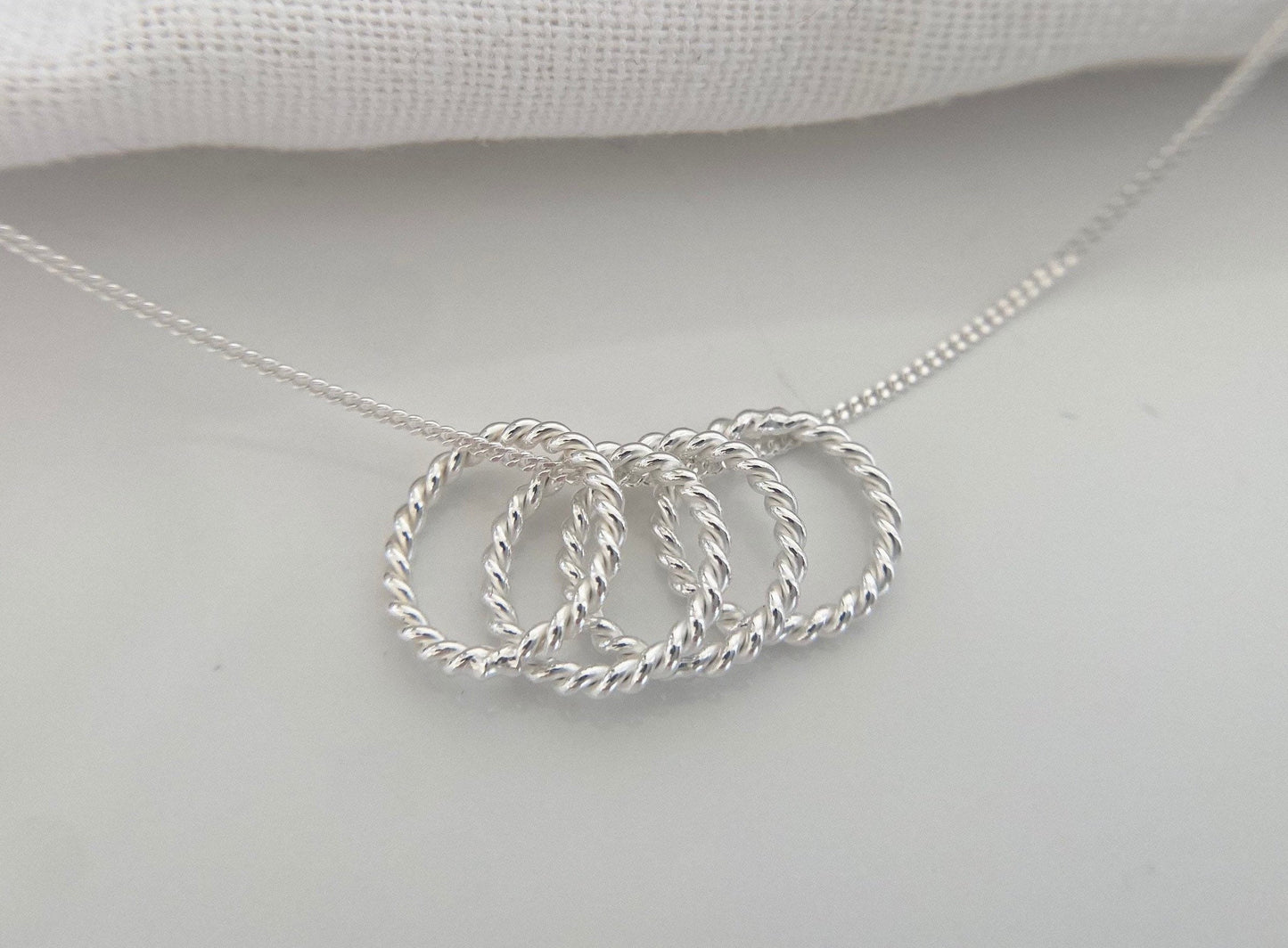 40th Birthday Sterling Silver Necklace with Twisted Rings