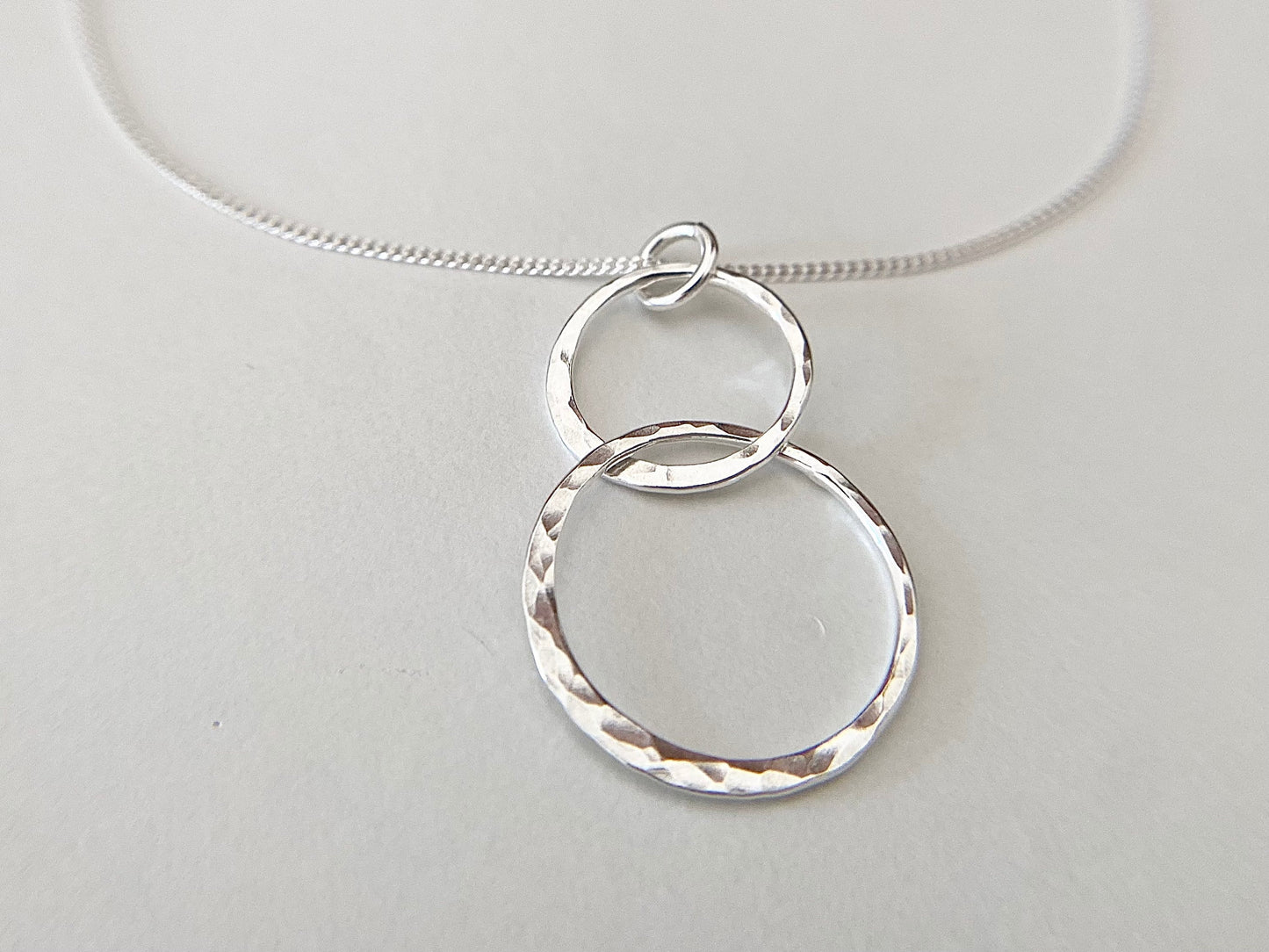 Silver Linked Double Circle Necklace