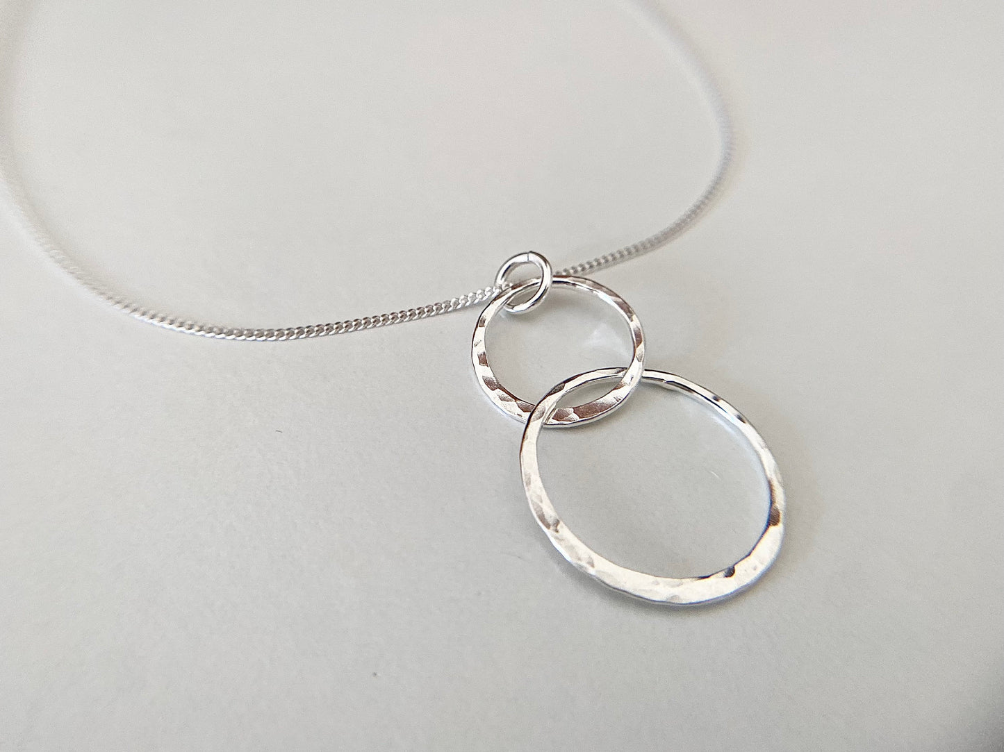 Silver Linked Double Circle Necklace