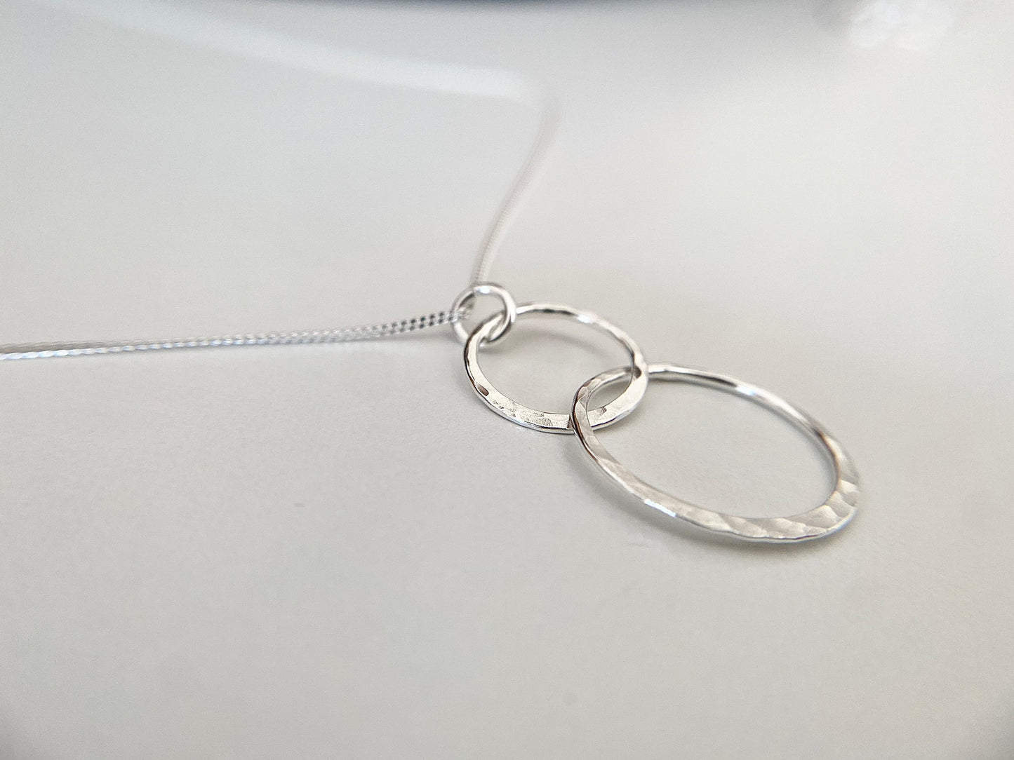 Silver Linked Double Circle Necklace