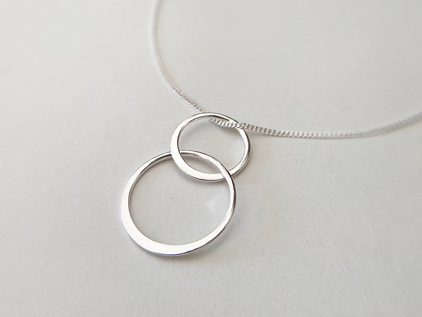 Silver Linked Double Circle Necklace