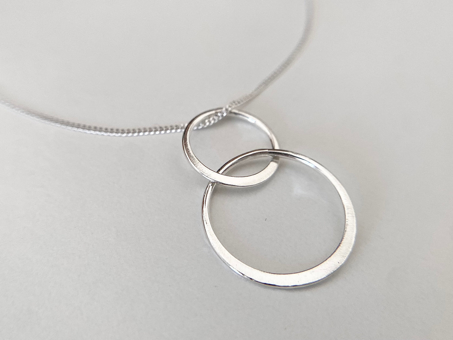 Silver Linked Double Circle Necklace