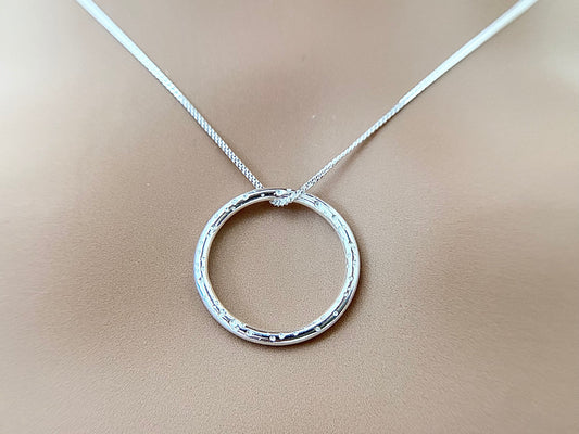 Silver Speckled Circle Layering Necklace