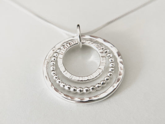 Sterling Silver Three Circles 30th Birthday Pendant Necklace