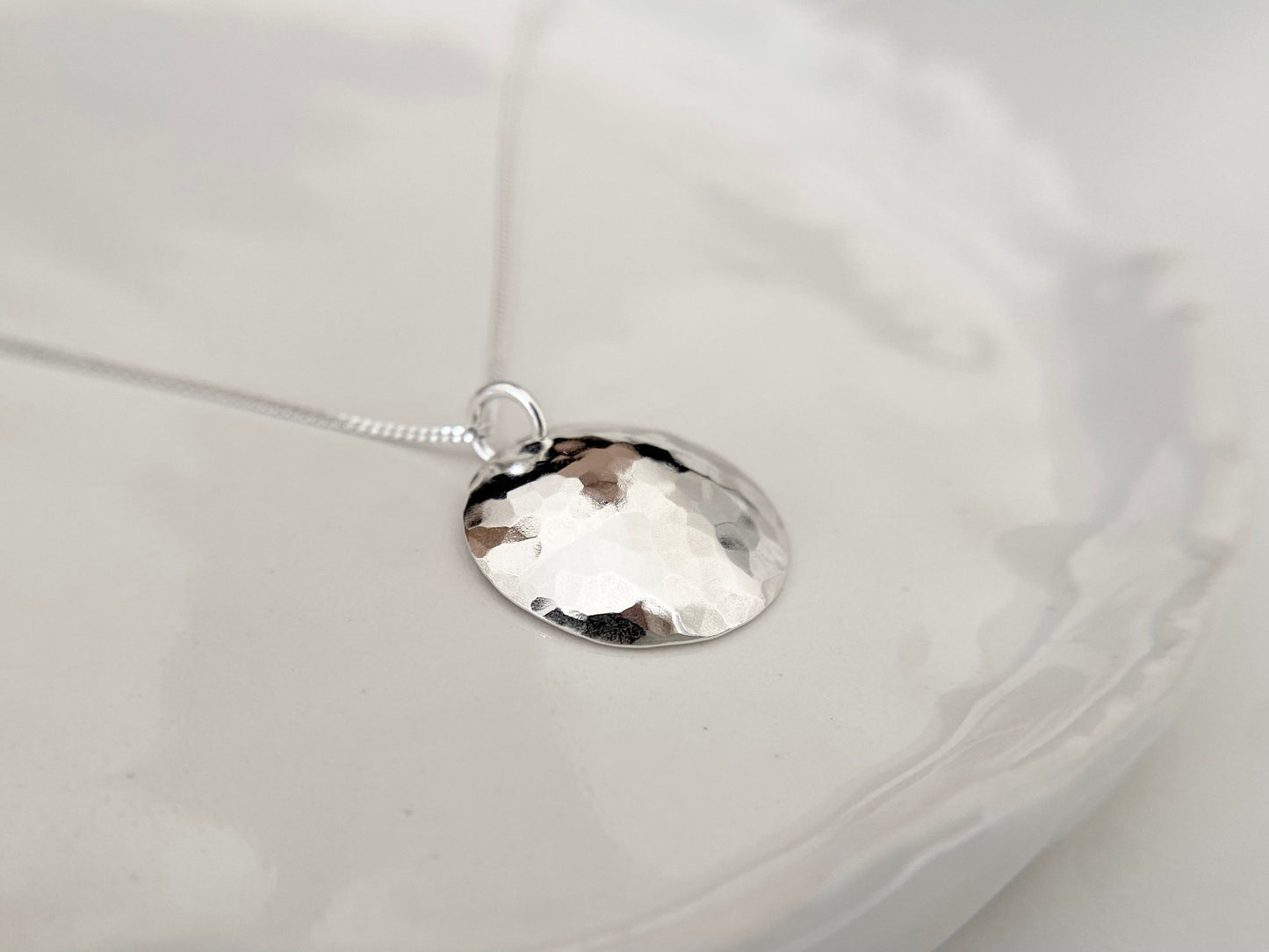 Sterling Silver Curved Disc Pendant Necklace