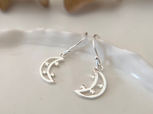 Sterling Silver Star & Moon Earrings