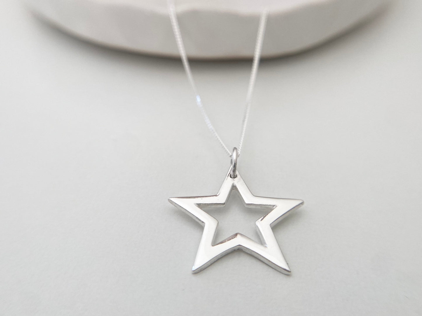 Silver Star Silhouette Pendant Necklace