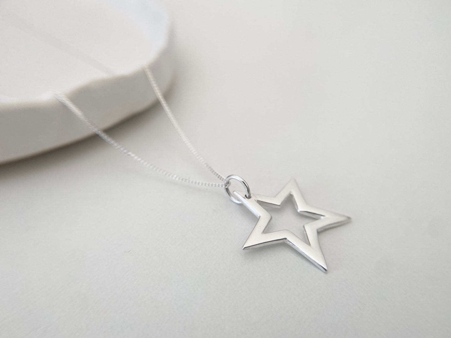 Silver Star Silhouette Pendant Necklace