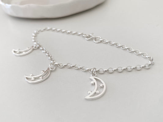 Silver Moon & Star Charm Bracelet