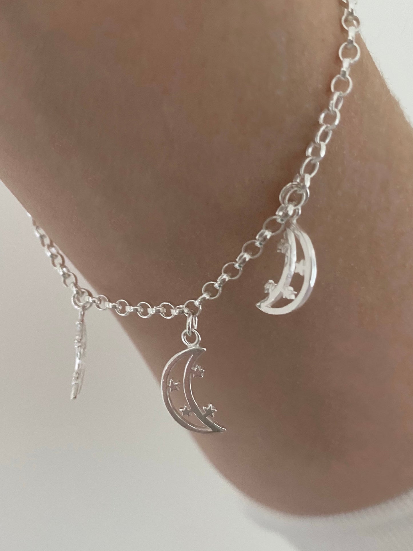 Silver Moon & Star Charm Bracelet